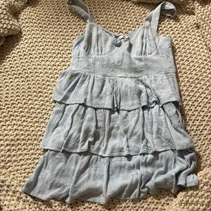 Altar'd State Light Blue Tiered Midi Dress